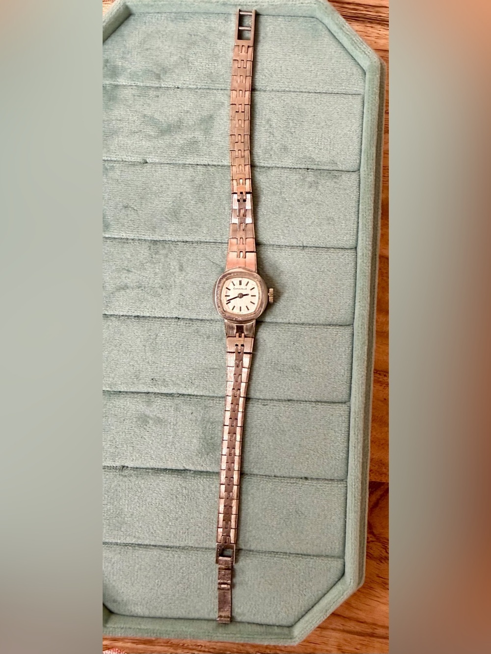 Caravelle Women's Silver-Tone Link Watch with White Dial